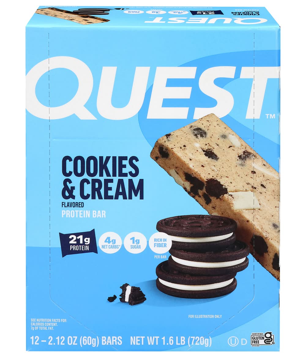 Quest Protein Bars, Cookies-Cream (1.57 lbs, 12 ct)
