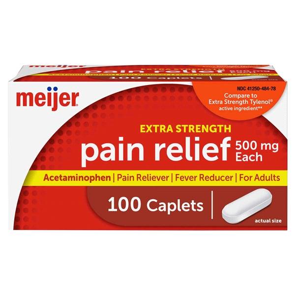 Meijer Extra Strength Acetaminophen Caplets, 500 Mg, Pain Reliever and Fever Reducer (100 ct)
