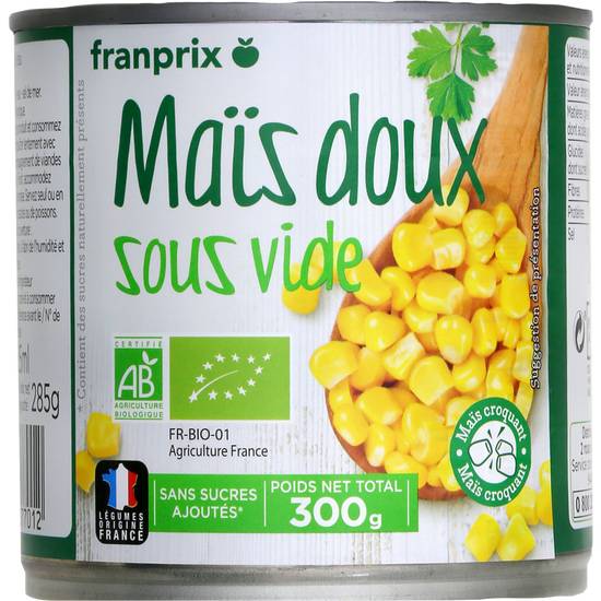 Maïs doux en grains Bio Franprix 300g