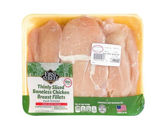 First Street · Thin Sliced Boneless Chicken Breast Fillets (approx 2 lbs)