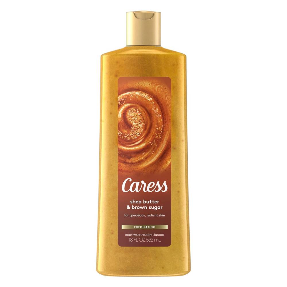 Caress Shea Butter & Brown Sugar Exfoliating Body Wash, 18 Oz