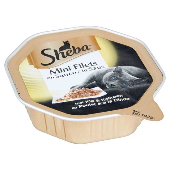 Sheba Mini Filets Barquette en Sauce au Poulet & à la Dinde 85 g