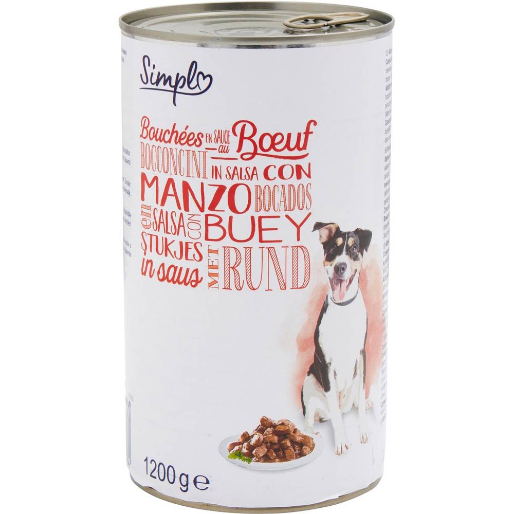 Simpl - Pâtée pour chien bouchées en sauce bœuf (1,2kg)