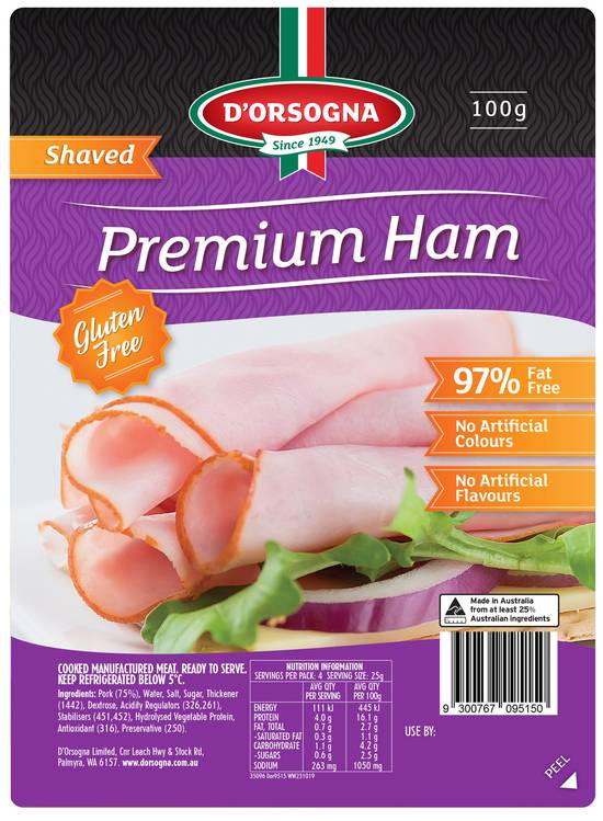 Dorsogna Family Classic Shaved Leg Ham 97% Fat Free 100g