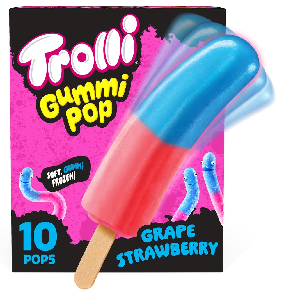 Trolli Chewy Gummi Pops, Grape-Strawberry (16.5 fl oz, 10 ct)