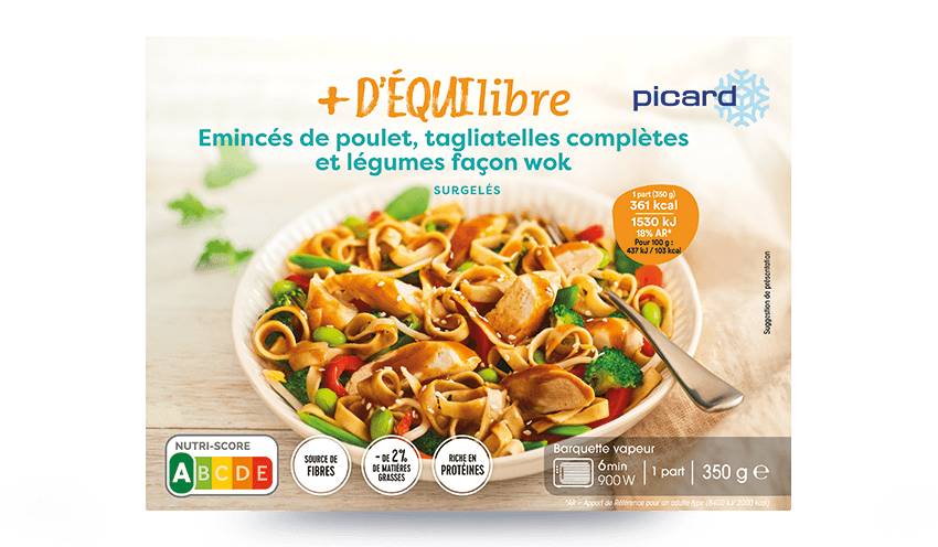 Emincés de poulet, tagliatelles, légumes façon wok