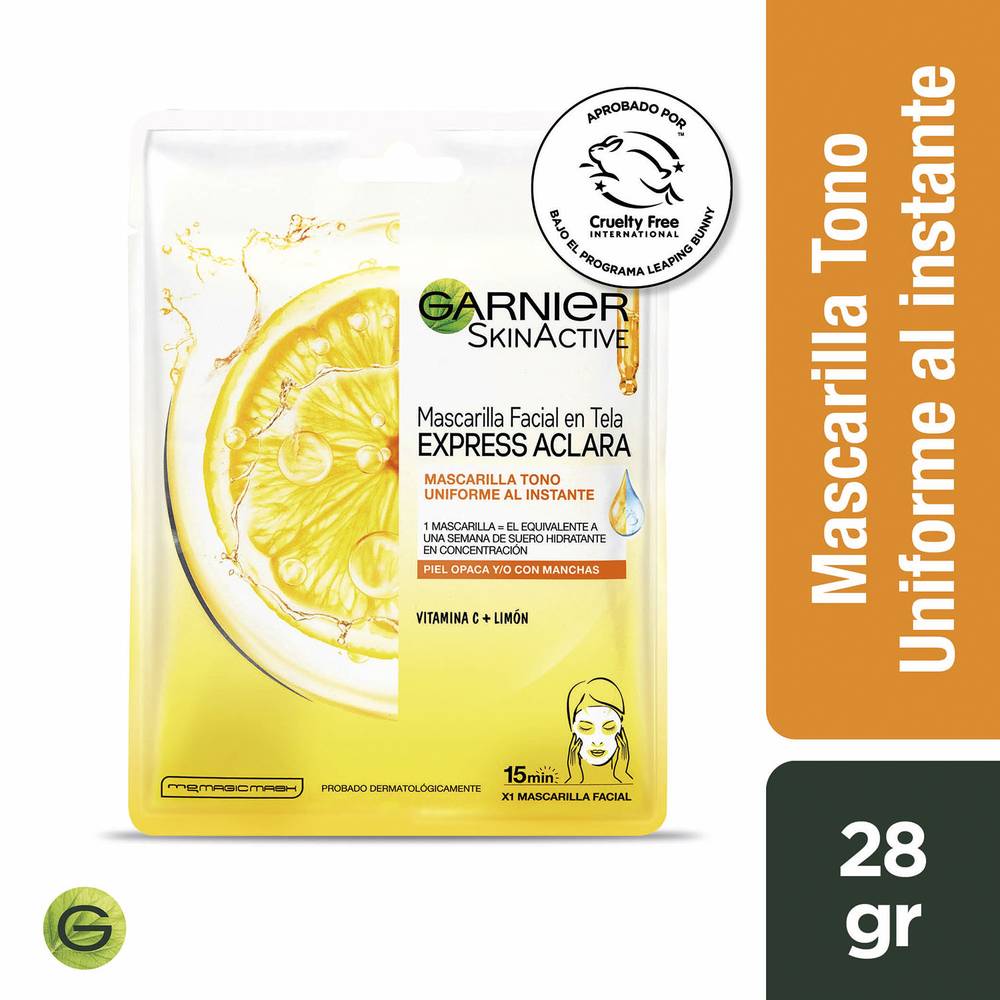 Garnier skin active · Mascarilla facial aclarante de tela (28 g)