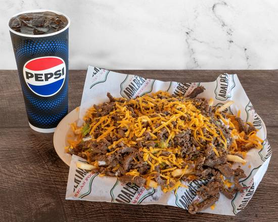 Carne Asada Fries W/ Soda & Side