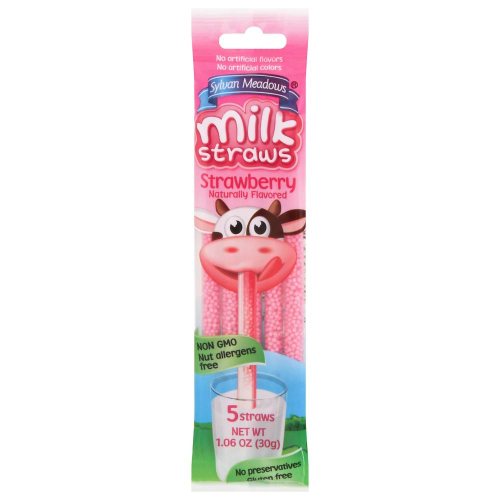 Sylvan Meadows Nut Free Strawberry Milk Straws (1.06 oz, 5 ct)