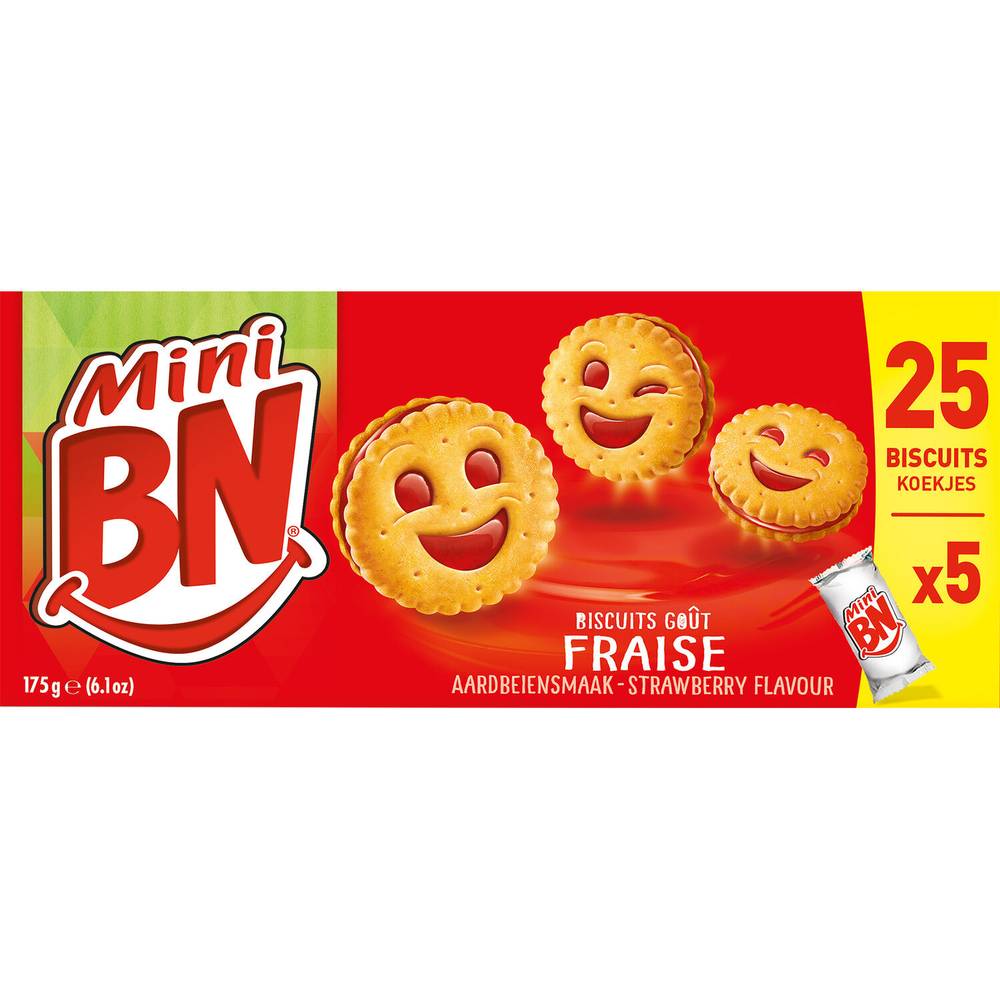 Bn - Mini biscuits fourrés goût fraise (25 pièces)