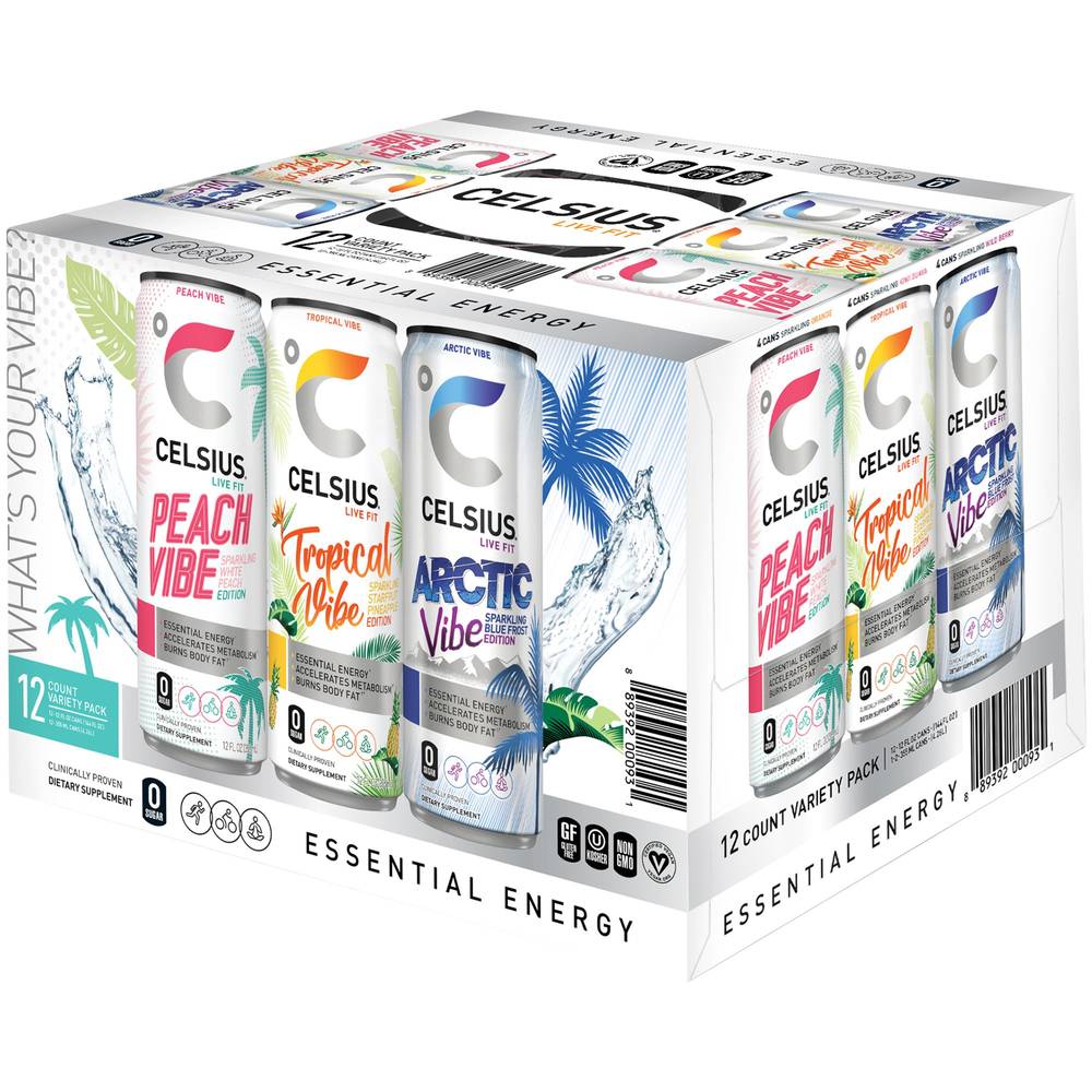 Celsius Sparkling Energy Drink (12 pack, 12 fl oz) (assorted)