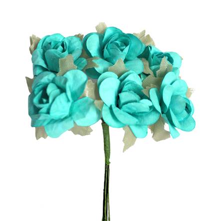 Ramito x6 flores de papel 10cm - jade