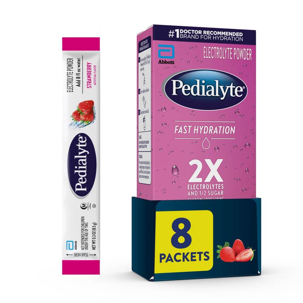 Pedialyte Fast Hydration Powder Packets, Strawberry, 8 CT