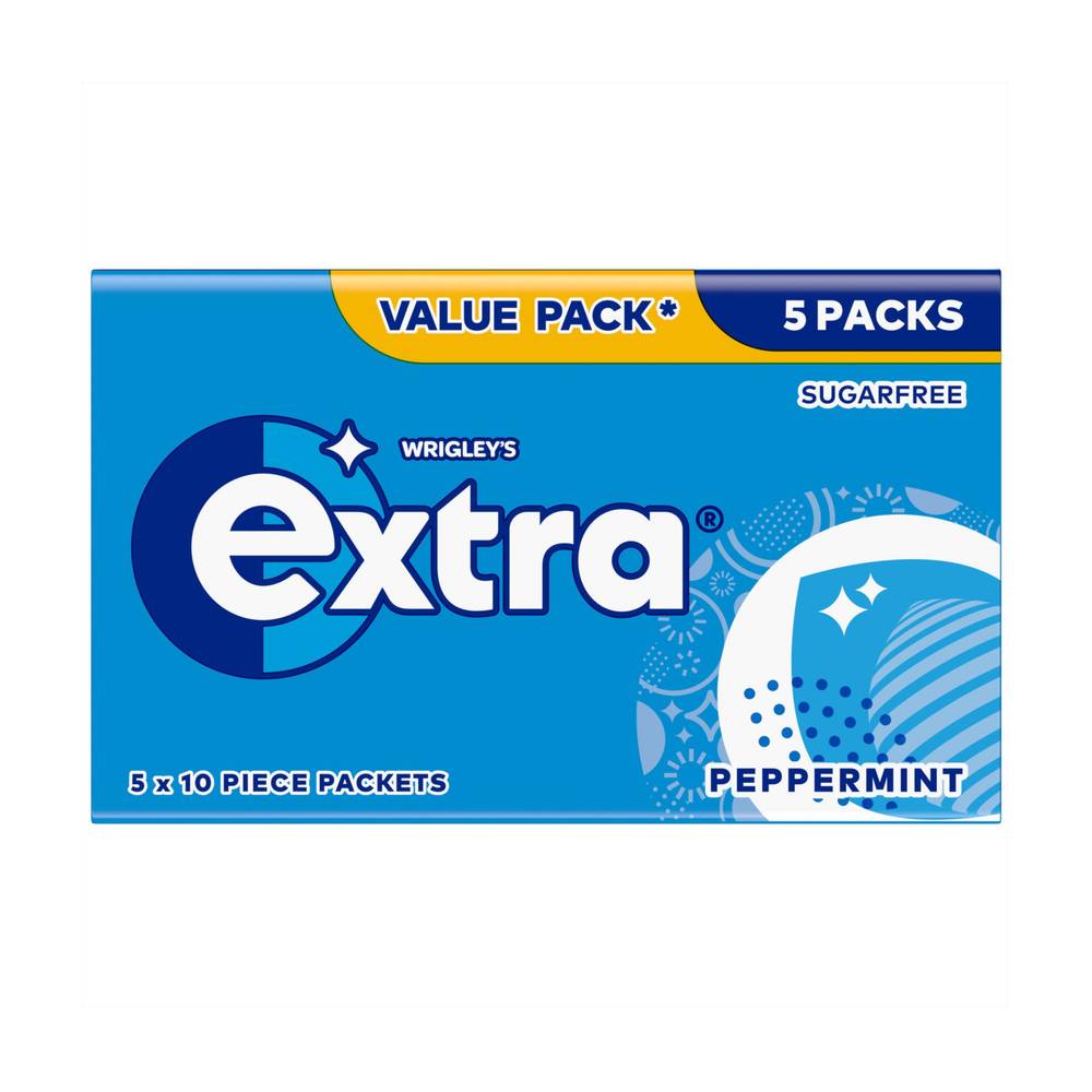 Extra Peppermint Sugarfree Chewing Gum Pieces Multipack 5x10