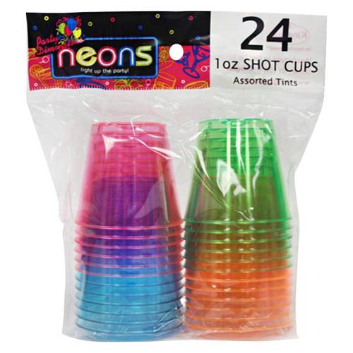 Party Dimensions Neon Colored Plastic 1oz Shot Cups 24ct