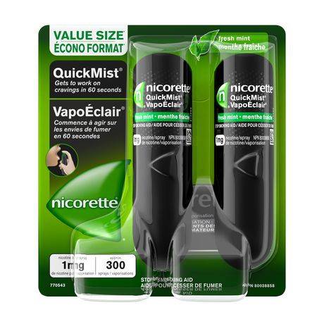 Nicorette Mouth Spray, Fresh Mint, 1mg (approx. 150 sprays, pack of 2)