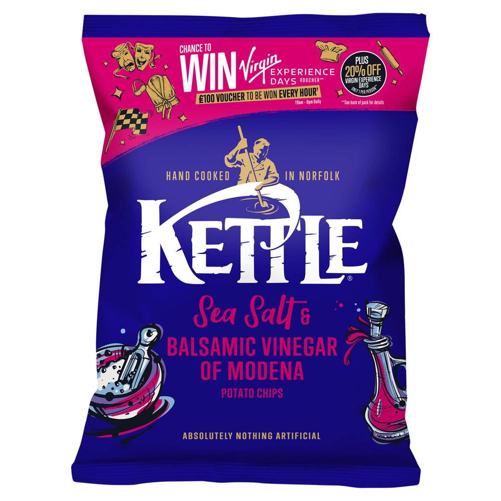 SAVE £1.25 Kettle Chips Sea Salt & Balsamic Vinegar of Modena Sharing Crisps 130g