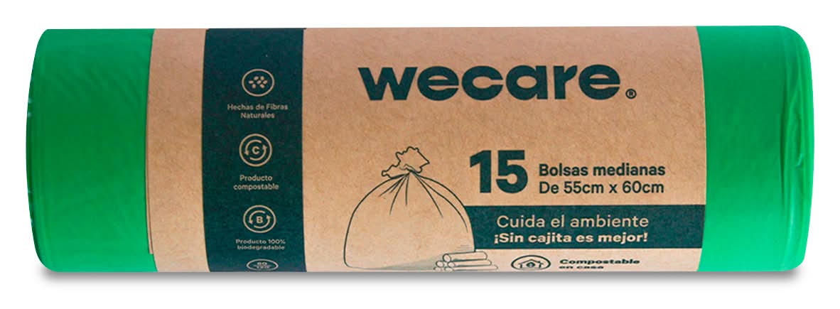 We Care · Bolsa de basura a base de plantas, 55x60 cm (15 un)