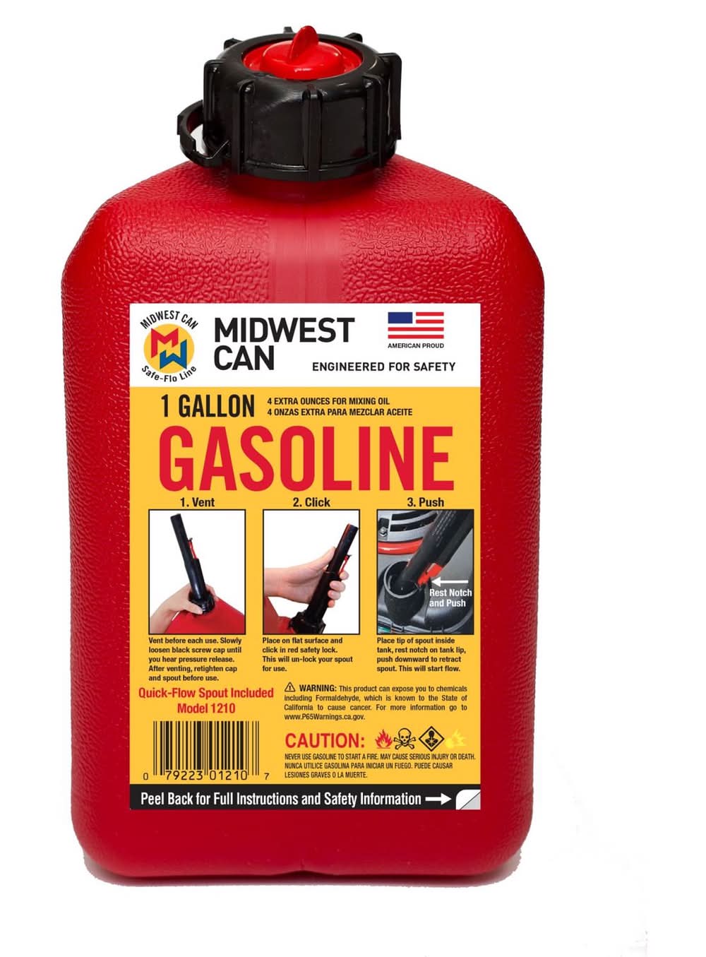 Midwest Can Quick Flow Spout Hdpe Gas Can 1 Gal
