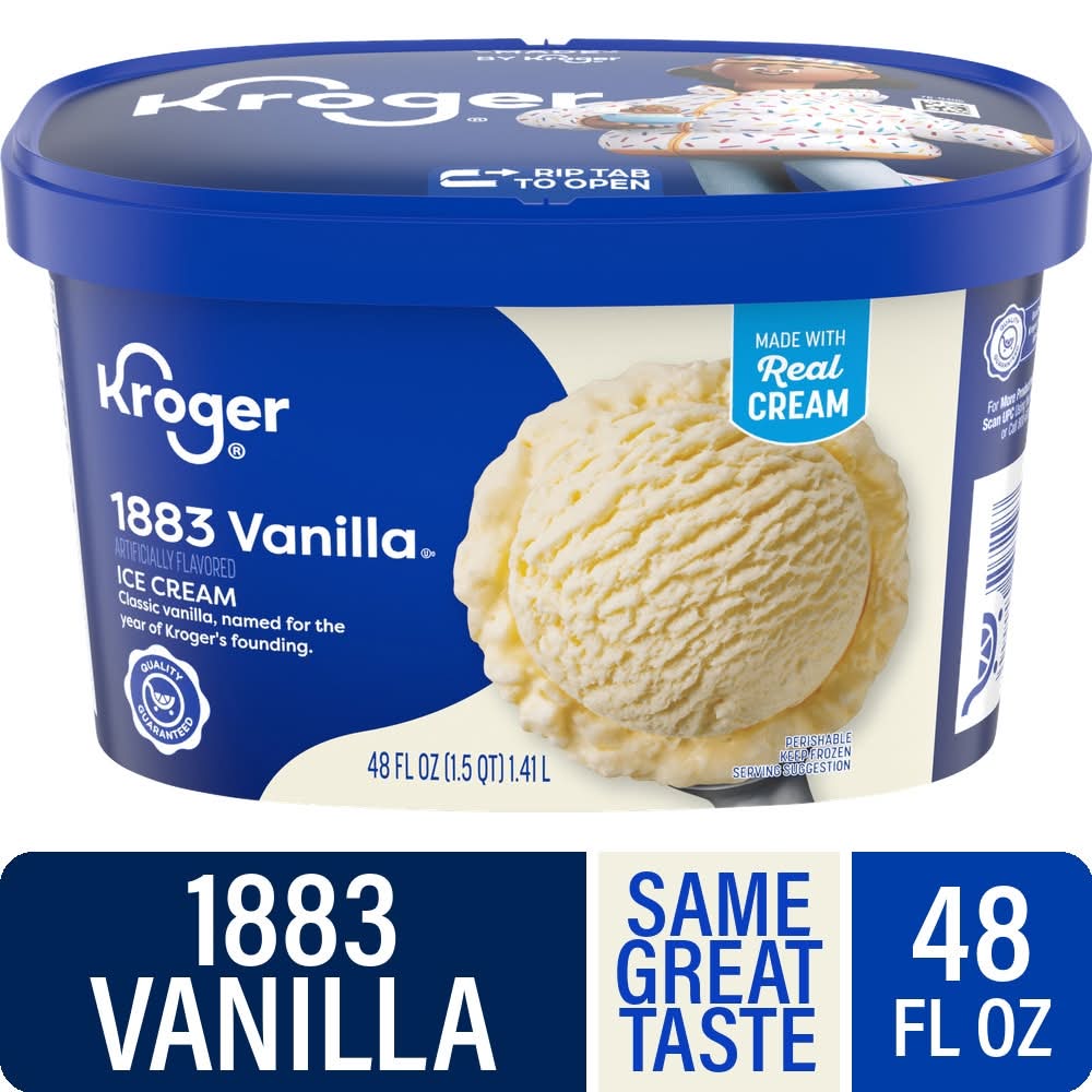 Kroger Ice Cream Tub, 1883 Vanilla (48 oz)