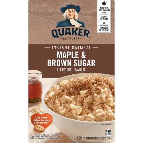 Quaker Instant Oatmeal Maple Brown Sugar 344 g