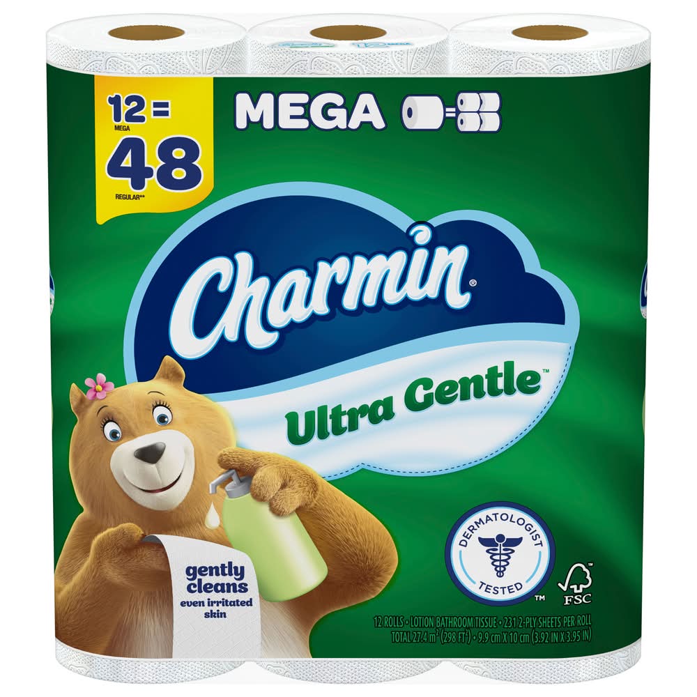 Charmin Ultra Gentle Toilet Paper, 3.92x3.95 in (12 ct)