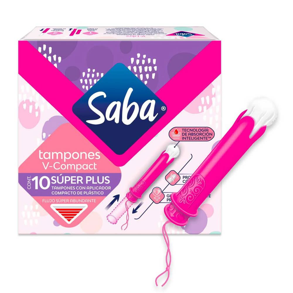Saba Tampones v-compact con aplicadores compactos de plástico