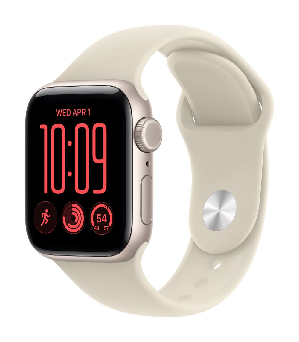 Apple Se 3 Smartwatch Gps & Cellular Aluminum Case With Sport Band, 40mm, Starlight/Sand
