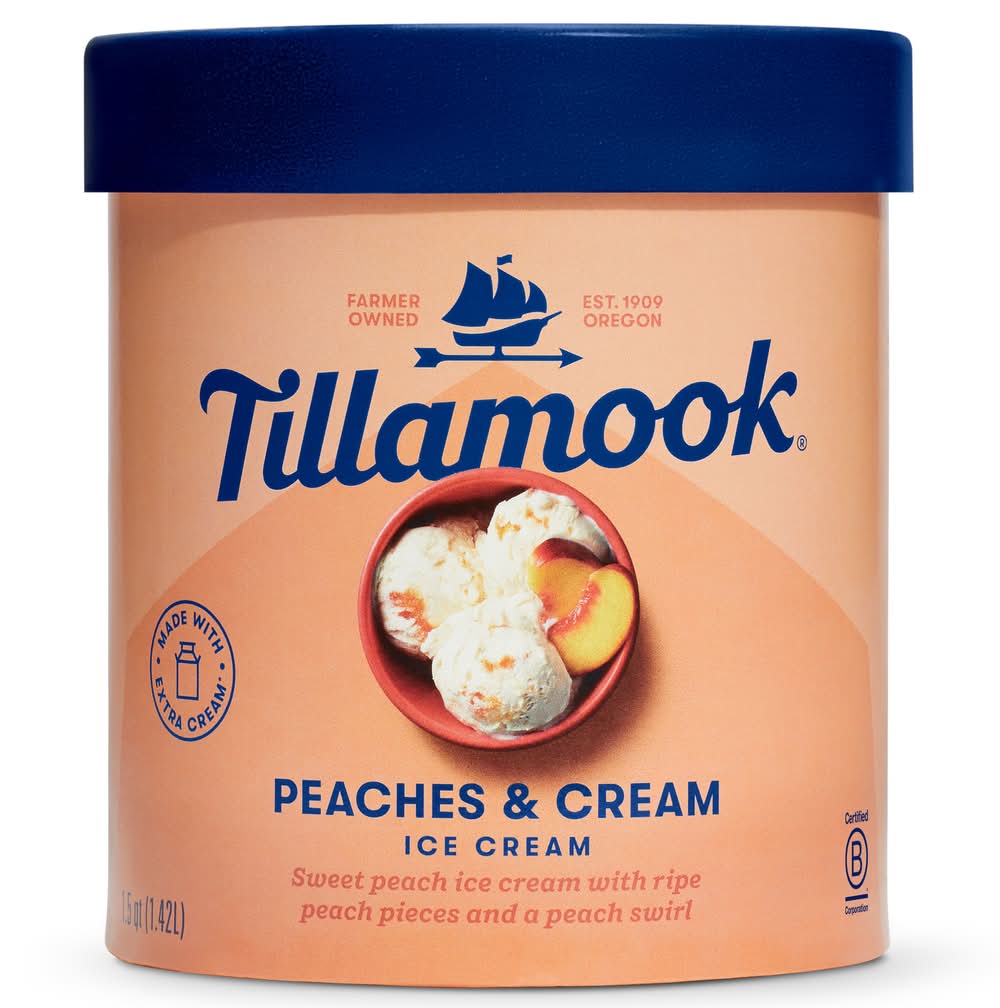 Tillamook Ice Cream, Peaches-Cream (1.5 qt)