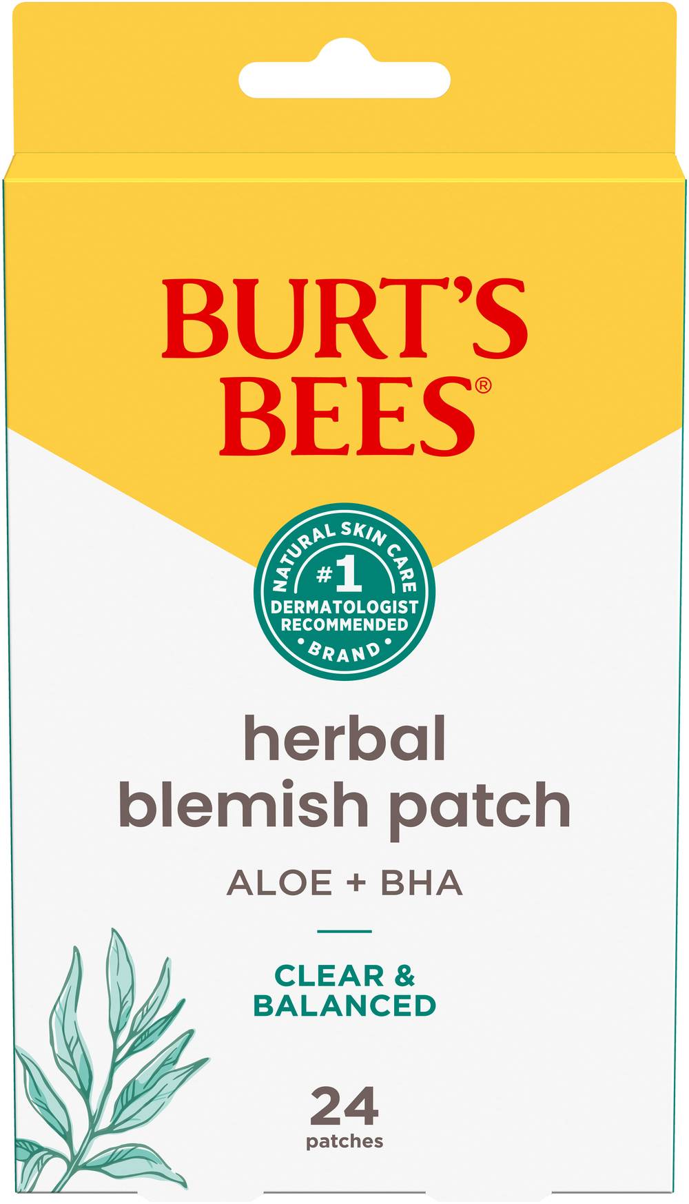 Burt's Bees Herbal Blemish Patch Aloe + Bha Clear and Balanced Spot Treatment For Pimples