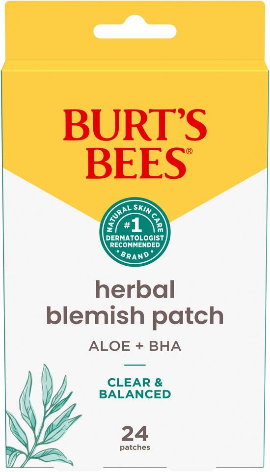 Burt's Bees Herbal Blemish Patch Aloe + Bha Clear and Balanced Spot Treatment For Pimples