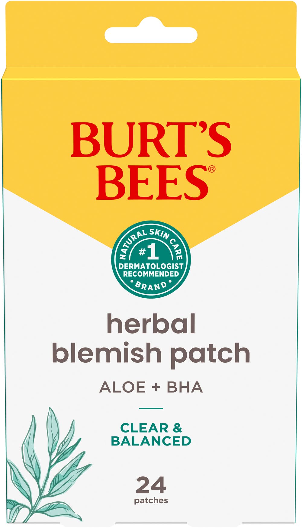 Burt's Bees Herbal Blemish Patch Aloe + Bha Clear and Balanced Spot Treatment For Pimples (0.71 oz, 24 ct)