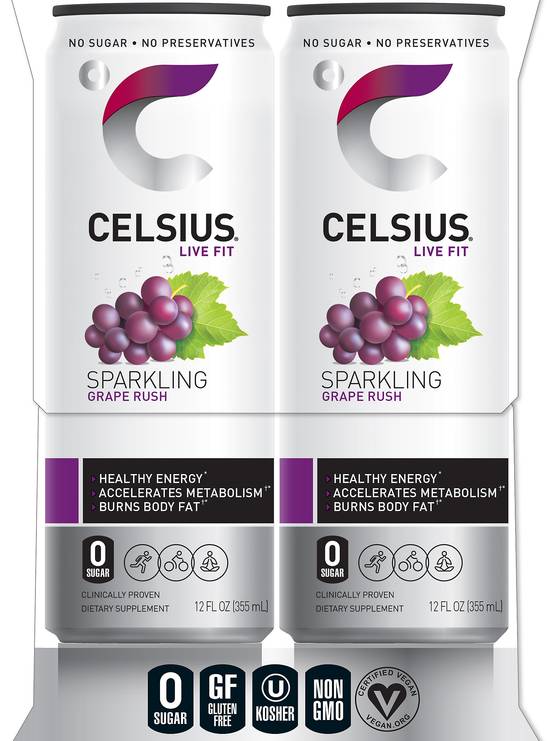 Celsius Sparkling Grape Rush Fitness Drink (4 pack, 12 fl oz)