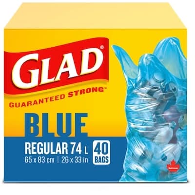 Glad sacs à ordures 74 l (40 unités) (65 x 83 cm/bleu) - glad recycling bags regular, 65x83 cm, blue (40 ct)