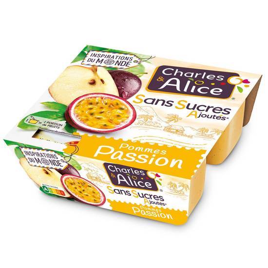 Charles & Alice - Compote de fruits sans sucre ajouté (pomme - passion)