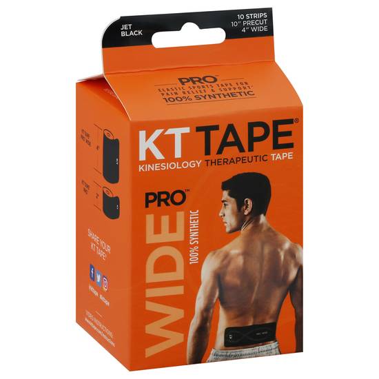 Kt Tape Pro Wide Precut Jet Black Sport Tape (10 ct)
