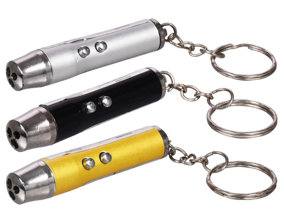 Greenbrier Key Ring Laser Pointer Super Bright Led Light Dual Function Key Chain, Assorted