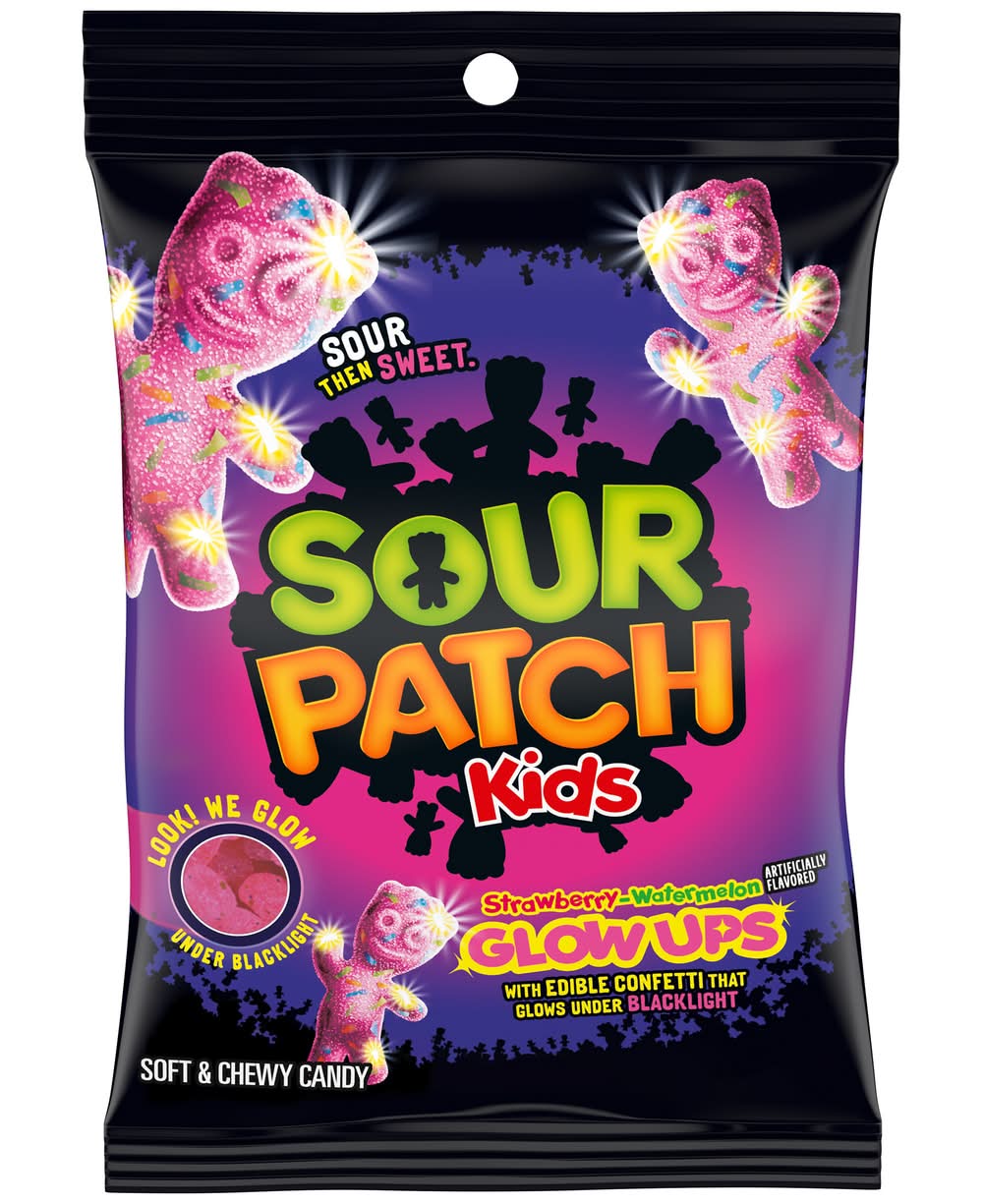 Sour Patch Kids Glow Ups Soft & Chewy Candy, Strawberry-Watermelon (6.7 oz)