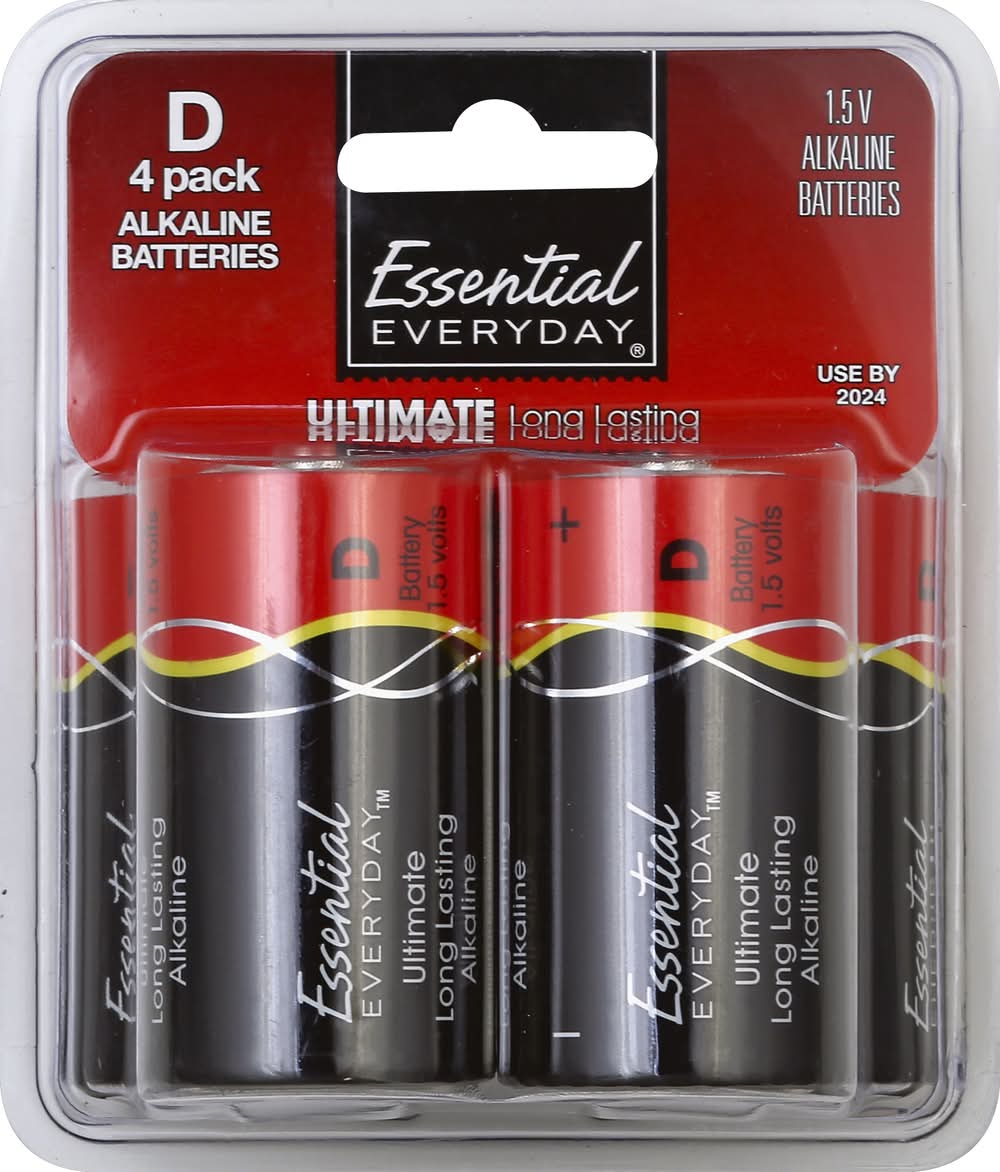 Essential Everyday D Alkaline Batteries (1.3 lbs)