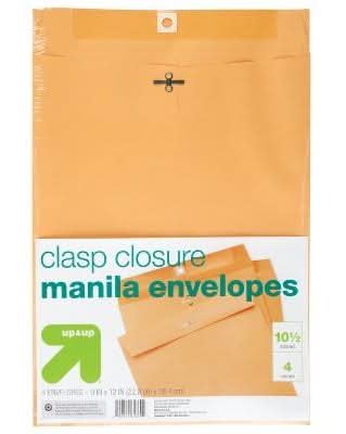 up&up Clasp Closure Manila Envelopes, 9" x 12" (4 ct)