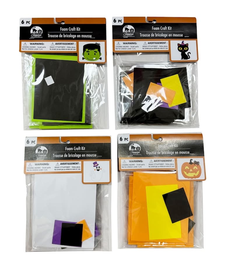 Seasonal Collection Halloween Foam Craft Kit, Assorted Designs, 6-pc Pack.