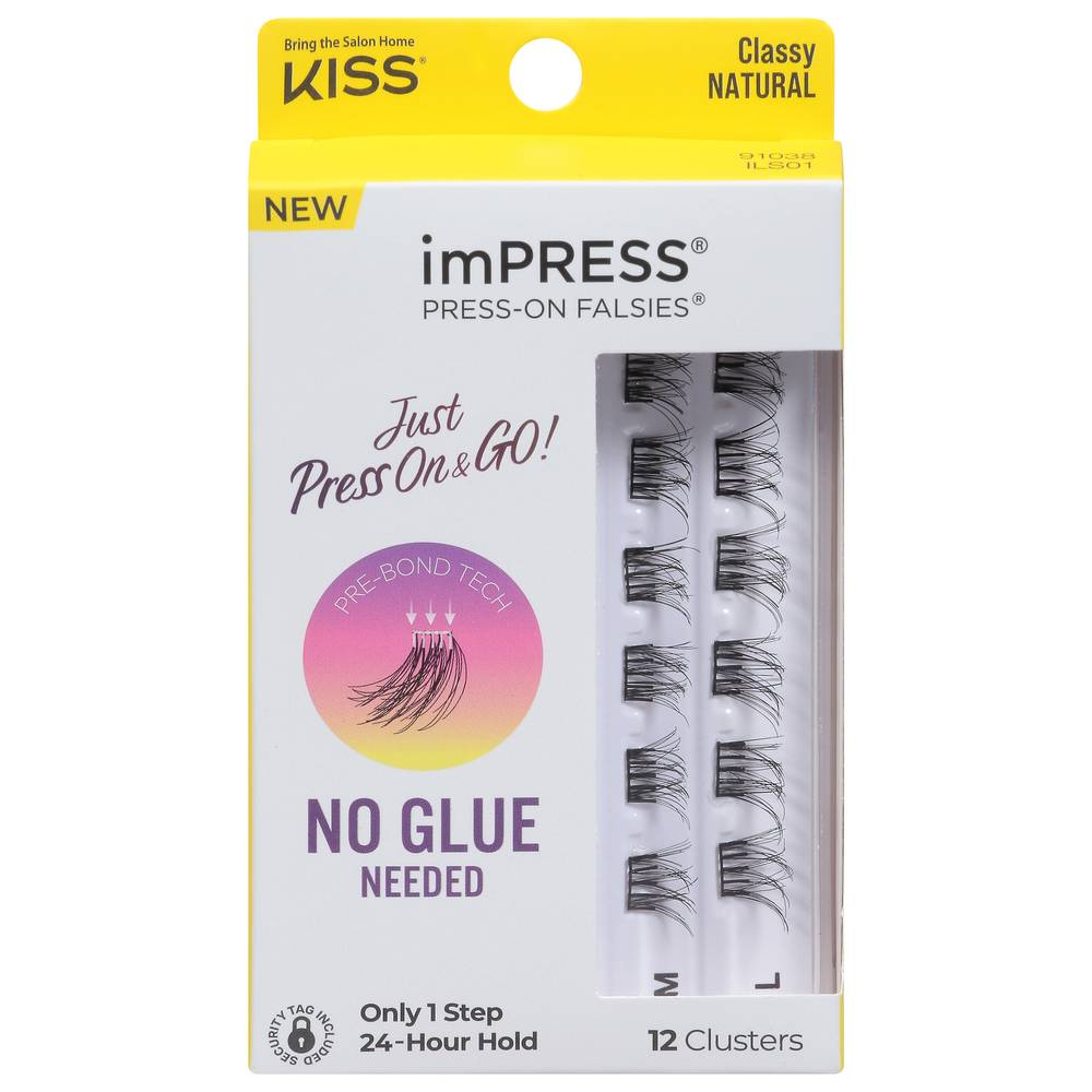 Kiss Classy Natural Impress Falsies Just Press on & Go Clusters (m-l) (12 ct)