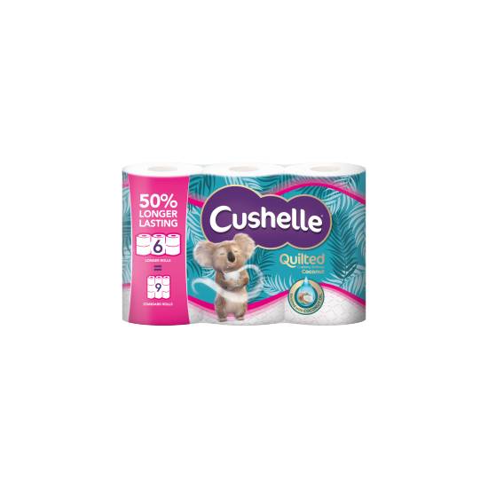 Cushelle Quilted Coconut 50% Longer Lasting Toilet Tissue 6 Equals 9 Regular Rolls
