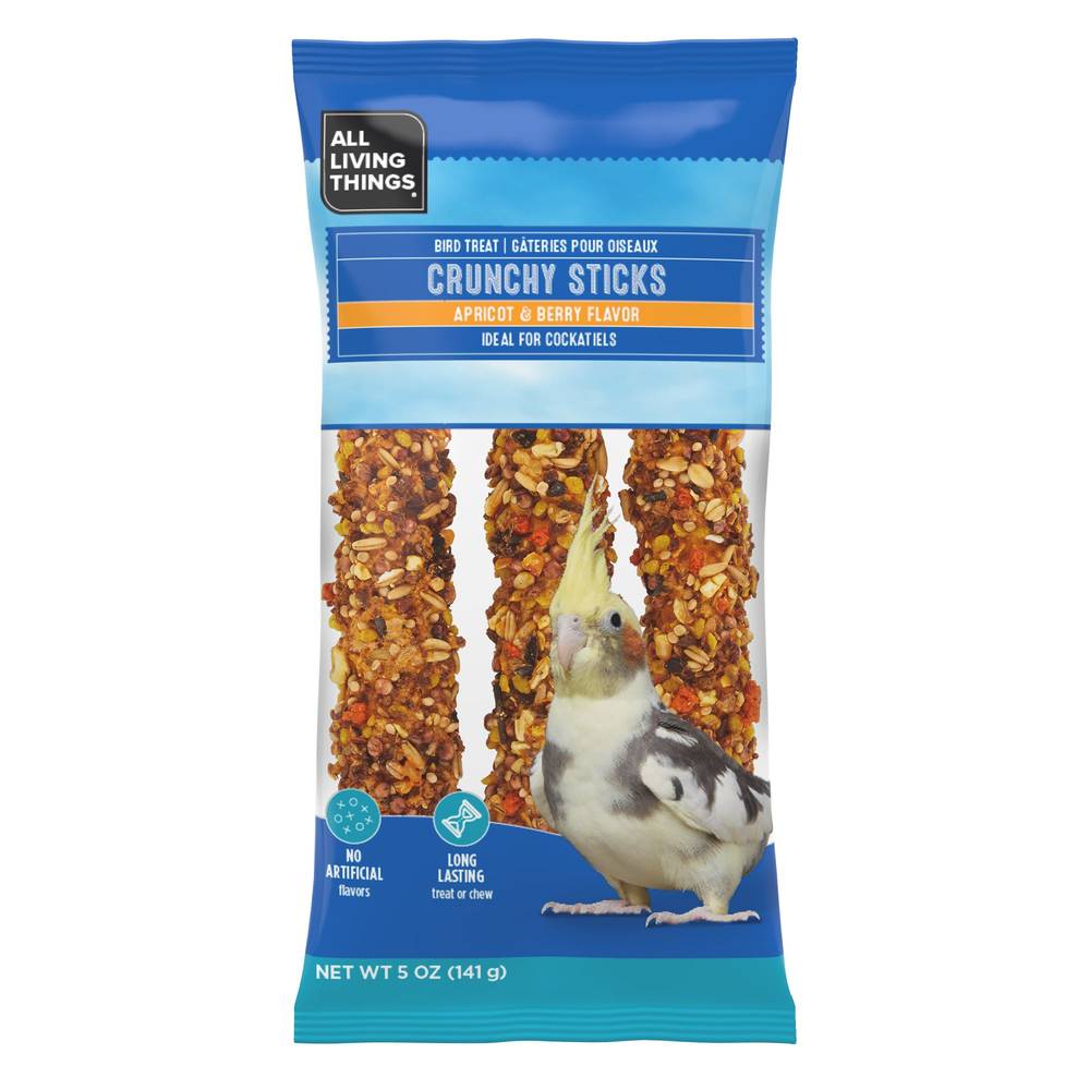 All Living Things Cockatiel Crunchy Sticks Bird Treat (apricot-berry)