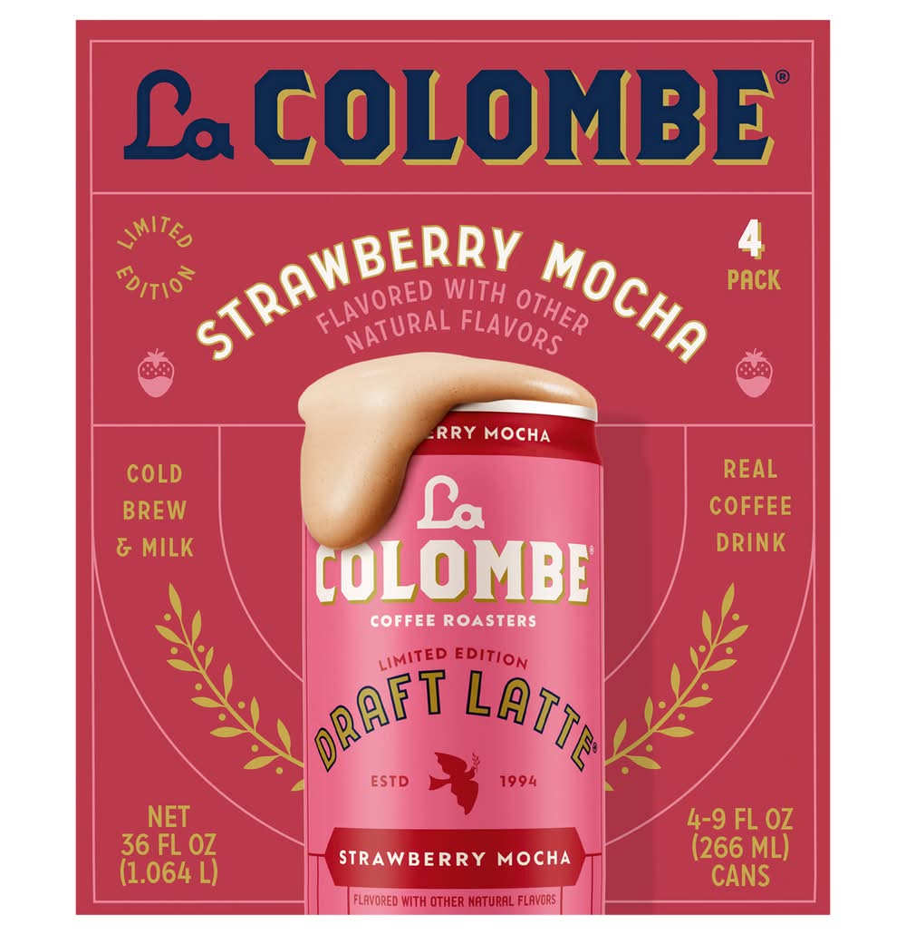 La Colombe Coffee Roasters Draft Latte Mocha Real Coffee Drink, Strawberry (4 x 9 fl oz)