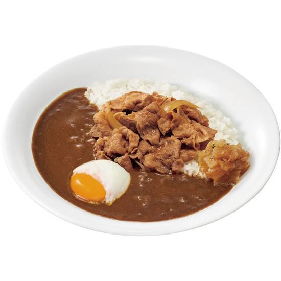 おんたま牛カレー Beef Stock & Pork Curry Rice w/ Beef & Soft-Boiled Egg