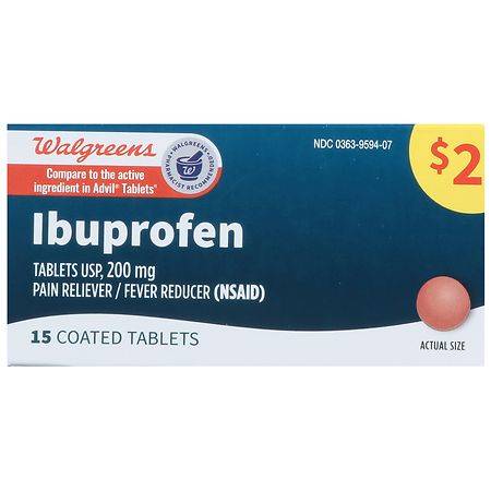 Walgreens Ibuprofen Pain Reliever 200mg - 15.0 ea