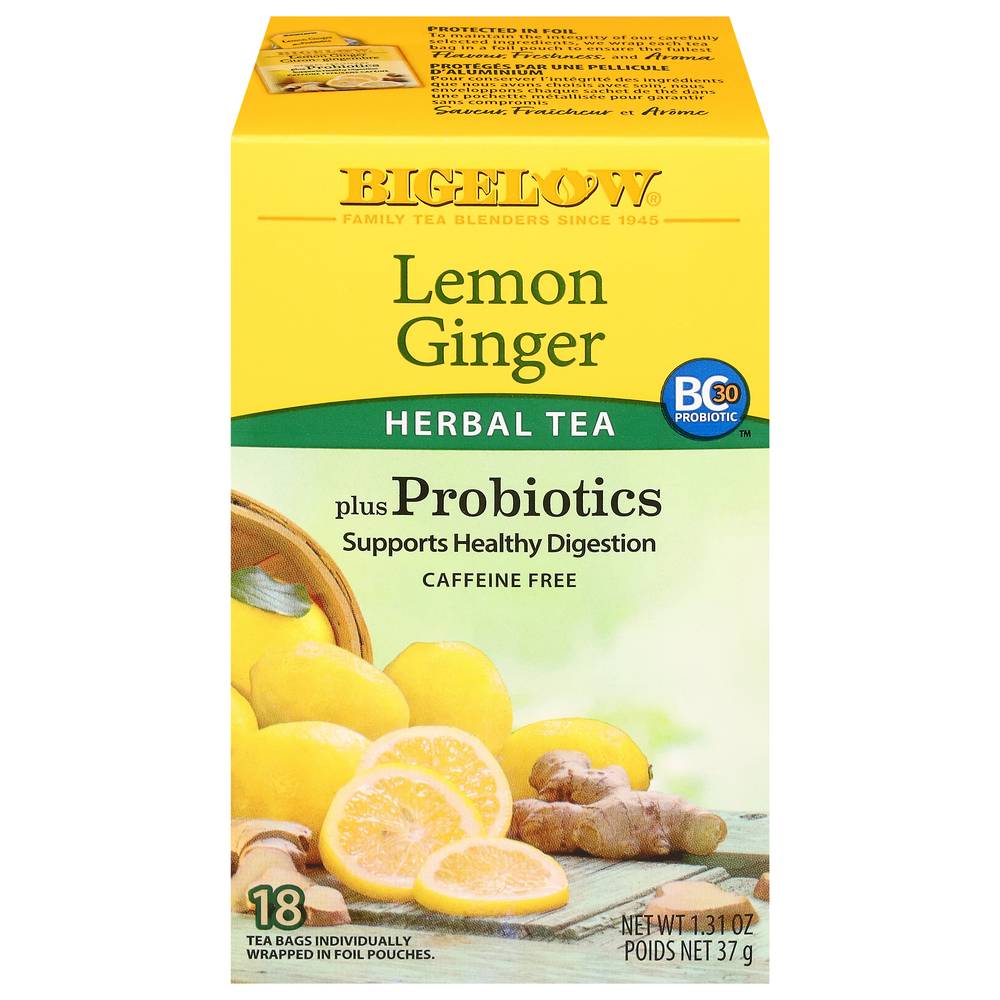 Bigelow Caffeine Free Herbal Tea Bags, Lemon-Ginger (37 g, 18 ct)