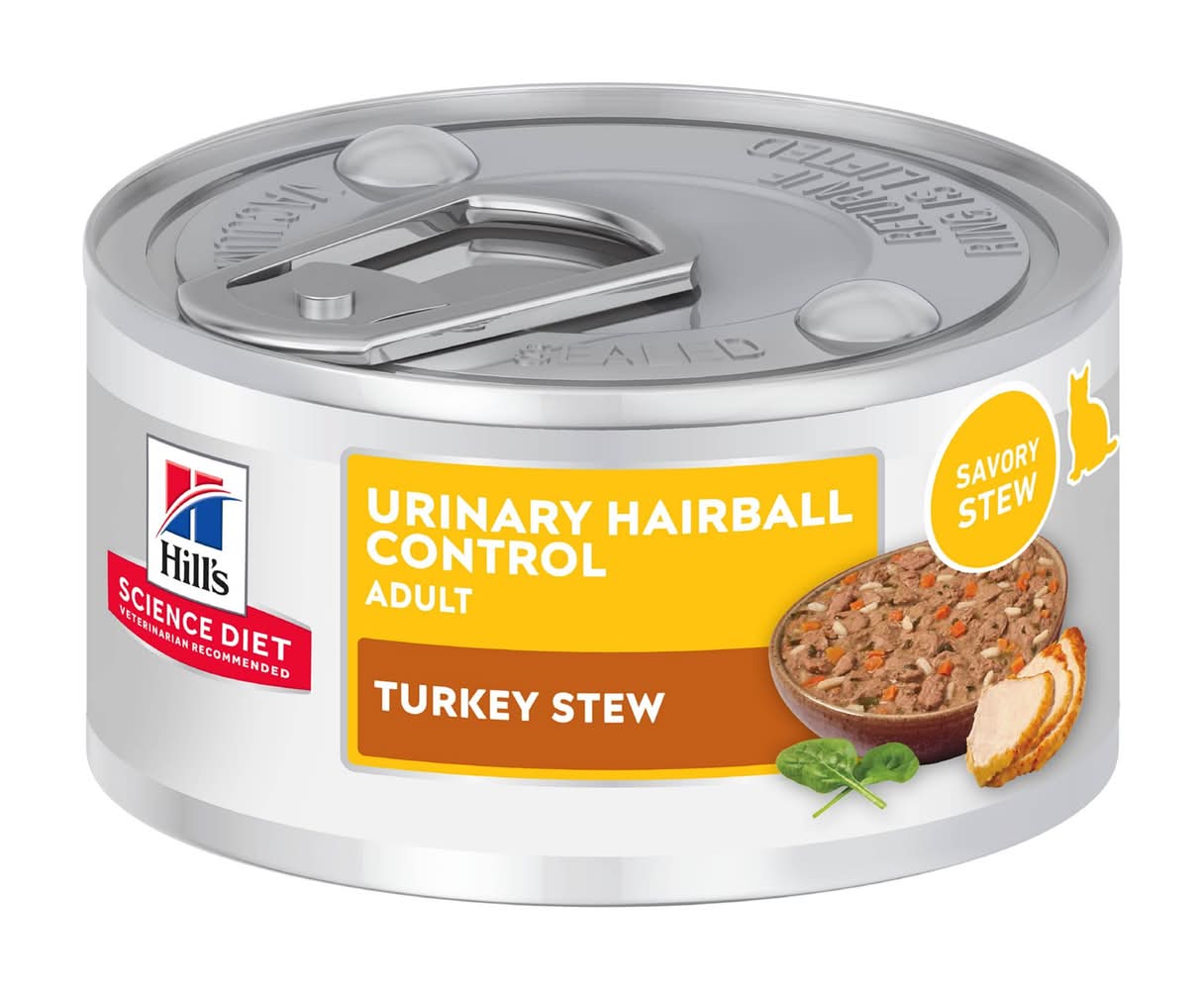 Hill's Science Diet Adult Wet Cat Food - Urinary Hairball Control Stew, 2.9 Oz (Flavor: Turkey & Vegetable)