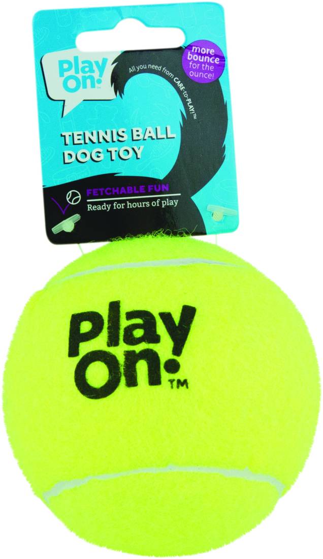 Play On Tennis Ball With Squeaker Dog Toy, 3 inch